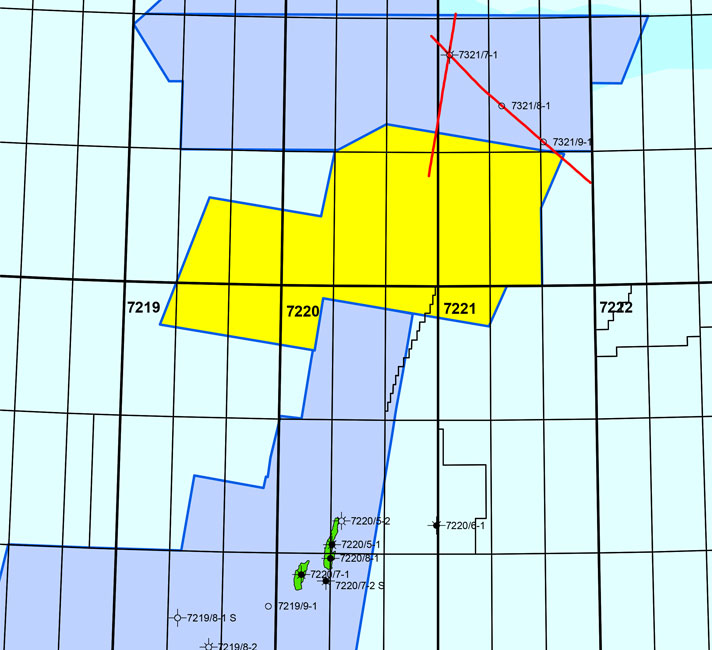 Map of Barents Sea 3D Bjørnøya Ice Bear 1 survey.