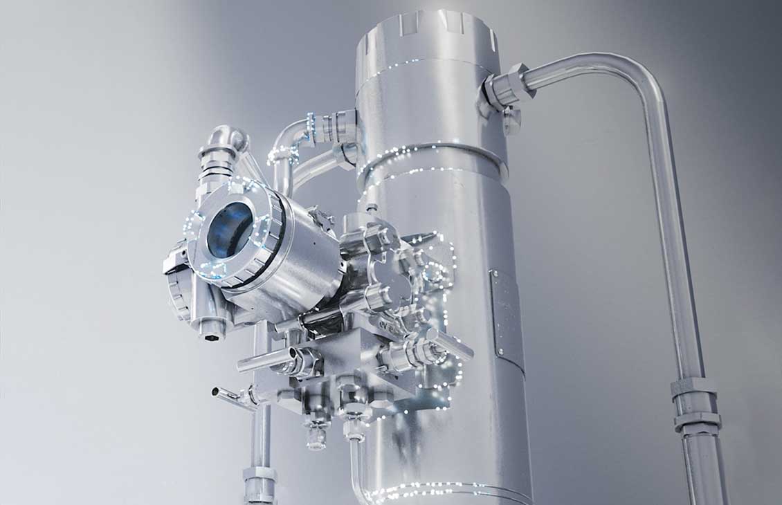 A wellhead in a glass texture, with a digital sensor
