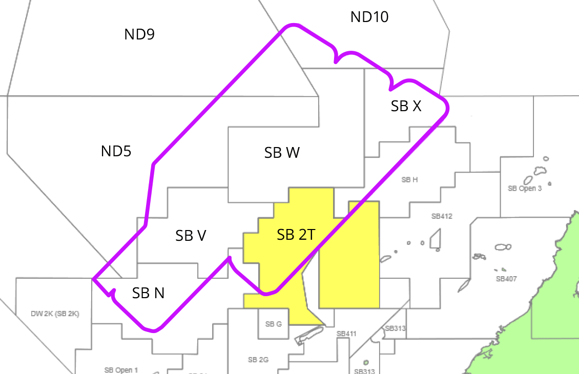 3D multimeasurement seismic survey and licensing round Blocks SB 2T and 2H.